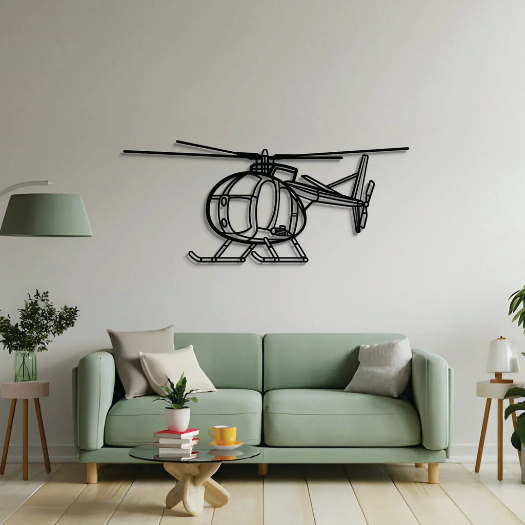 Oh-6 Cayuse Angle Metal Aircraft Wall Art - Ncp0589, side view - House Of Avana