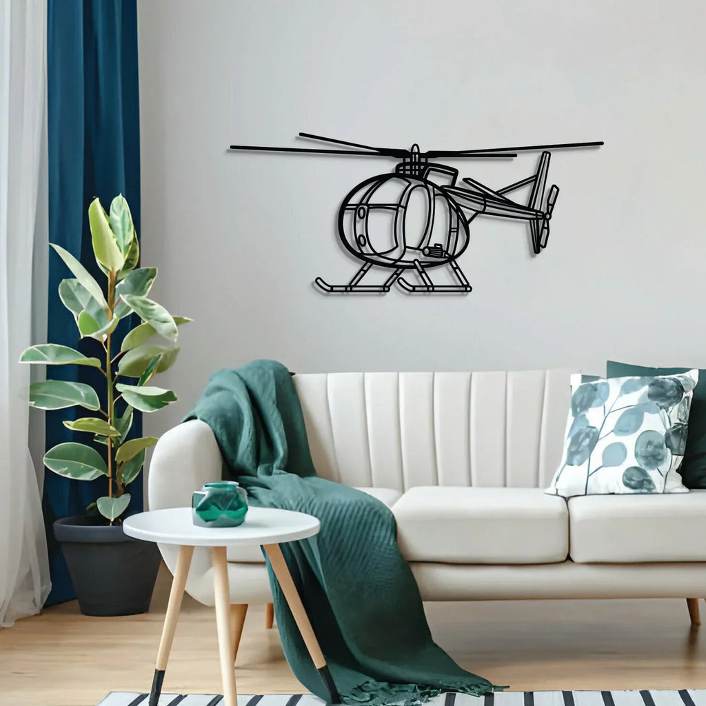 Oh-6 Cayuse Angle Metal Aircraft Wall Art - Ncp0589, detail shot - House Of Avana