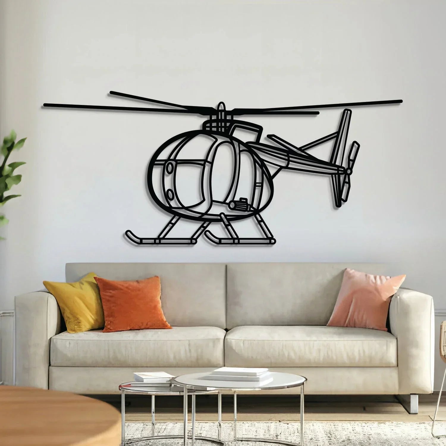 Oh-6 Cayuse Angle Metal Aircraft Wall Art - Ncp0589, front view - House Of Avana