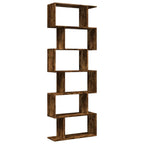 Room Divider Bookcase 6-Tier Smoked Oak 70x24x193 cm Engineered Wood House Of Avana [[SKU:HOA-BOK-021]]