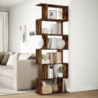 Room Divider Bookcase 6-Tier Smoked Oak 70x24x193 cm Engineered Wood House Of Avana [[SKU:HOA-BOK-021]]