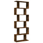 Room Divider Bookcase 6-Tier Smoked Oak 70x24x193 cm Engineered Wood House Of Avana [[SKU:HOA-BOK-021]]