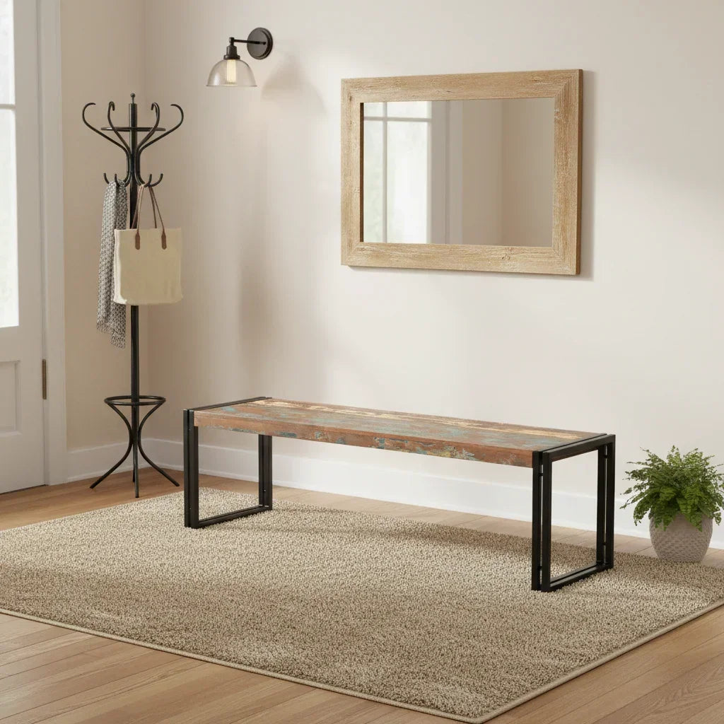 Old Reclaimed Wood Bench with Metal legs