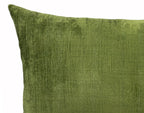 Olive Green Silk Velvet Ikat Pillow Cover X 24, side view - House Of Avana