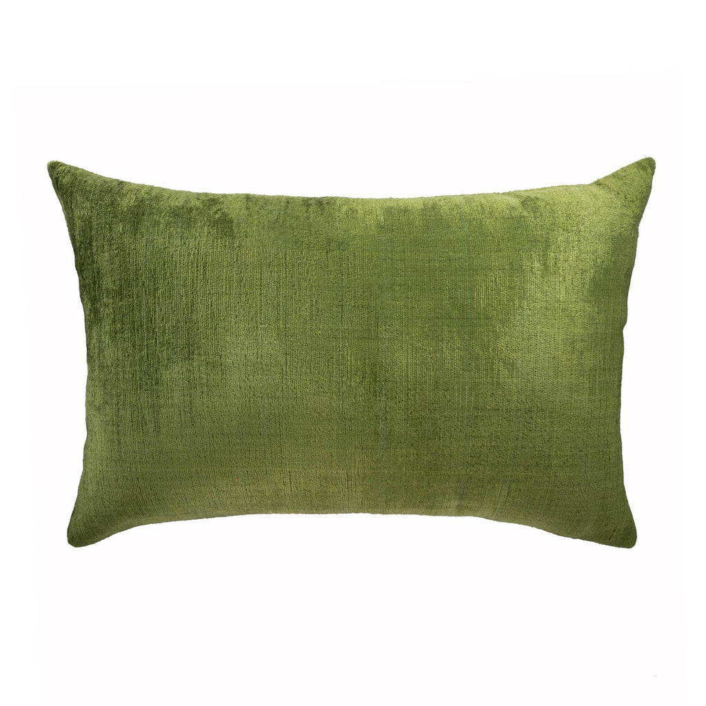 Olive Green Silk Velvet Ikat Pillow Cover X 24, lifestyle image - House Of Avana