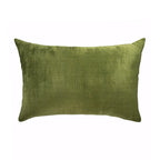 Olive Green Silk Velvet Ikat Pillow Cover X 24, front view - House Of Avana