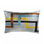 Olympia Silk Velvet Ikat Throw Pillow Cover X 24, front view - House Of Avana