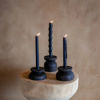 Organic Wood Taper Candlestick Holder, back view - House Of Avana