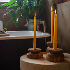 Organic Wood Taper Candlestick Holder, top view - House Of Avana