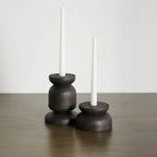 Organic Wood Taper Candlestick Holder, angled view - House Of Avana