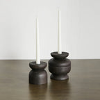 Organic Wood Taper Candlestick Holder, angled view - House Of Avana
