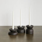Organic Wood Taper Candlestick Holder, angled view - House Of Avana