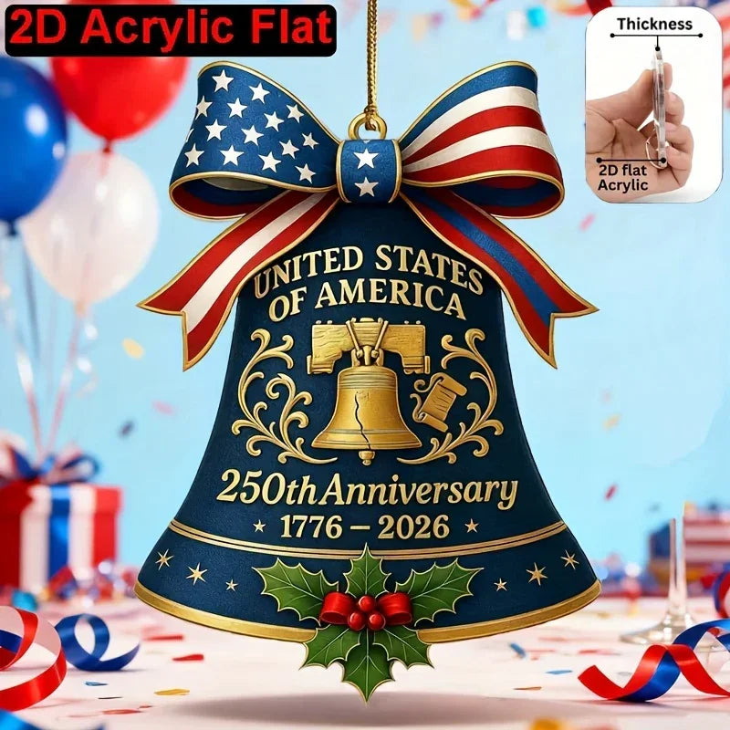 Ornament - Patriotic Acrylic 2d Flat, back view - House Of Avana