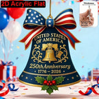 Ornament - Patriotic Acrylic 2d Flat, back view - House Of Avana