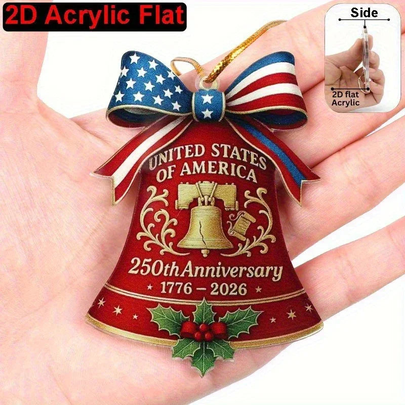 Ornament - Patriotic Acrylic 2d Flat, side view - House Of Avana