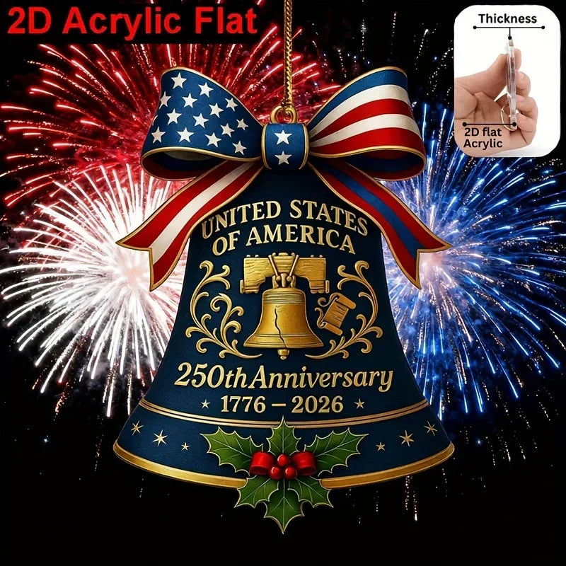 Ornament - Patriotic Acrylic 2d Flat, top view - House Of Avana