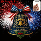 Ornament - Patriotic Acrylic 2d Flat, top view - House Of Avana