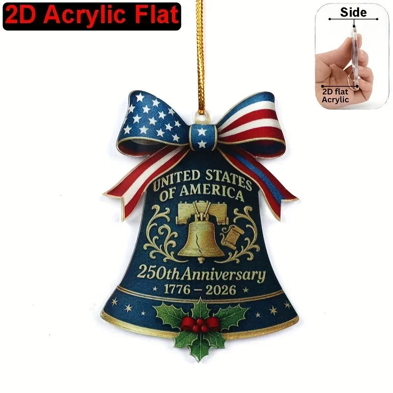 Ornament - Patriotic Acrylic 2d Flat, angled view - House Of Avana