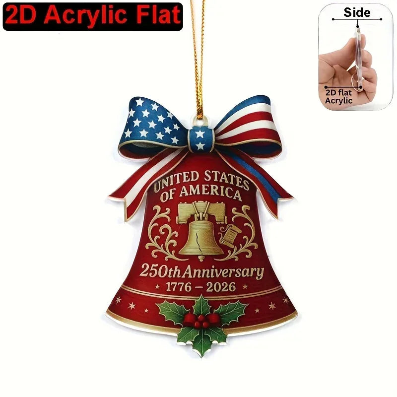 Ornament - Patriotic Acrylic 2d Flat, angled view - House Of Avana