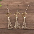 Ornament - Wooden Beads Moon Tassel Wall Decor