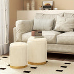 Velvet Storage Ottoman Set of 2 Modern Round Ottoman w/ Storage for Living Room House Of Avana [[SKU:HOA-OTT-003]]