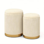 Velvet Storage Ottoman Set of 2 Modern Round Ottoman w/ Storage for Living Room House Of Avana [[SKU:HOA-OTT-003]]