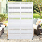 Outdoor Metal Privacy Screen 182.88cm H x 119.38cm W Freestanding Fence & Room Divider with Stand - Heavy-Duty Modern Design, Weather-Resistant Metal Panels with Pattern, Easy Assembly for Patio, Garden, Deck, Balcony, Lawn - House Of Avana