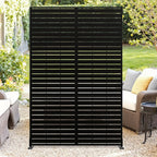 Outdoor Metal Privacy Screen 182.88cm H x 119.38cm W Freestanding Fence & Room Divider with Stand - Heavy-Duty Modern Design, Weather-Resistant Metal Panels with Pattern, Easy Assembly for Patio, Garden, Deck, Balcony, Lawn - House Of Avana