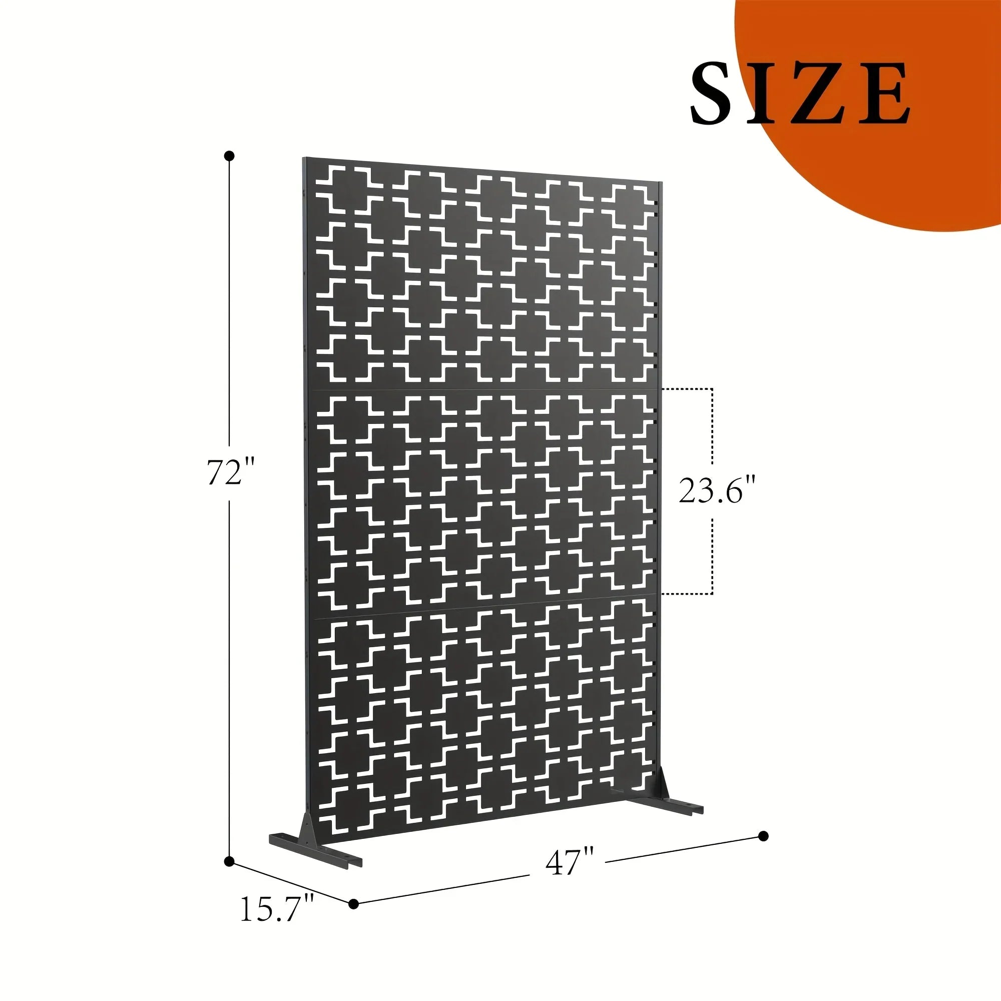 Outdoor Metal Privacy Screen 182.88cm H x 119.38cm W Freestanding Fence & Room Divider with Stand - Heavy-Duty Modern Design, Weather-Resistant Metal Panels with Pattern, Easy Assembly for Patio, Garden, Deck, Balcony, Lawn - House Of Avana