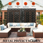 Outdoor Metal Privacy Screen 182.88cm H x 119.38cm W Freestanding Fence & Room Divider with Stand - Heavy-Duty Modern Design, Weather-Resistant Metal Panels with Pattern, Easy Assembly for Patio, Garden, Deck, Balcony, Lawn - House Of Avana