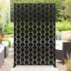 Outdoor Metal Privacy Screen 182.88cm H x 119.38cm W Freestanding Fence & Room Divider with Stand - Heavy-Duty Modern Design, Weather-Resistant Metal Panels with Pattern, Easy Assembly for Patio, Garden, Deck, Balcony, Lawn - House Of Avana