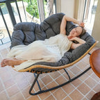 Outdoor Patio Rocking Chair, Royal Papasan Chair, Extra Large Outdoor Lounge Chair with Front Porch Cushion, Suitable for Living Room, Patio, Garden, Courtyard, Outdoor Chair, Patio Furniture, Outdoor Rocking Chair with Big C House Of Avana