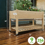 Outdoor Raised Garden Beds with Lockable Wheels Elevated Wooden Growing Bed for Flowers, Vegetables, Planter Box with Legs & Storage Shelf for Backyard, Patio, Balcony, Wooden Garden Bed, Round Raised Garden Bed, Narrow Garde House Of Avana