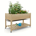 Outdoor Raised Garden Beds with Lockable Wheels Elevated Wooden Growing Bed for Flowers, Vegetables, Planter Box with Legs & Storage Shelf for Backyard, Patio, Balcony, Wooden Garden Bed, Round Raised Garden Bed, Narrow Garde House Of Avana