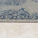 Outdoor Rug Blue Beige Oriental Design Floral Pattern Balcony Living Room RugYourHome