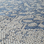 Outdoor Rug Blue Beige Oriental Design Floral Pattern Balcony Living Room RugYourHome
