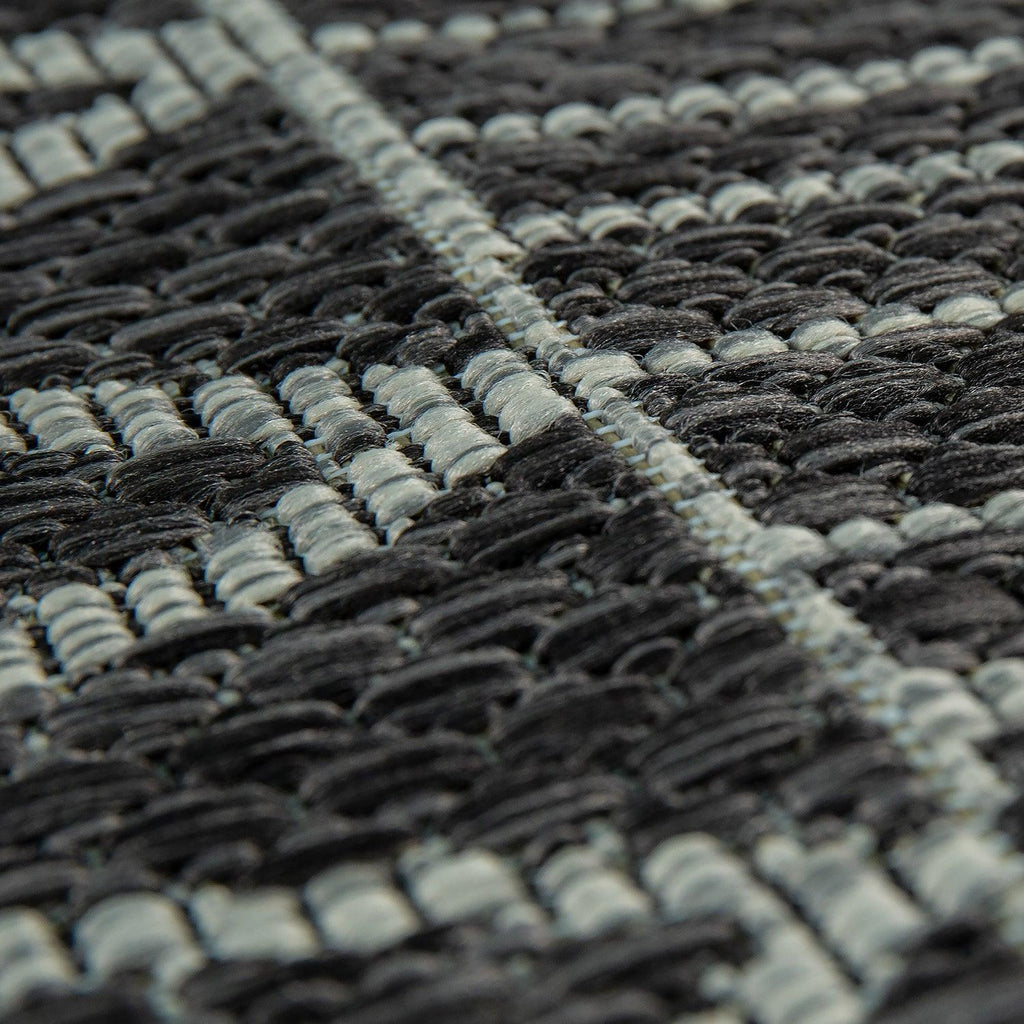 Outdoor Rug Illusion Modern Ethnic Pattern - Black Grey RugYourHome