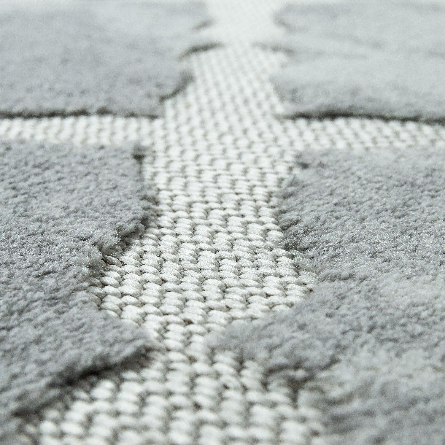 Outdoor Rug Marrakesh Moroccan Diamond Pattern - Light-grey, side view - House Of Avana