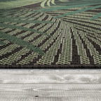 Outdoor Rug Ostende Tropical Palm Leaves - Black Green RugYourHome