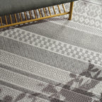 Outdoor Rug Vermont Modern Boho Ornaments in White Grey RugYourHome