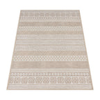 Outdoor Rug for Patio or Balcony Modern flatweave Boho ornaments in Cream Beige RugYourHome