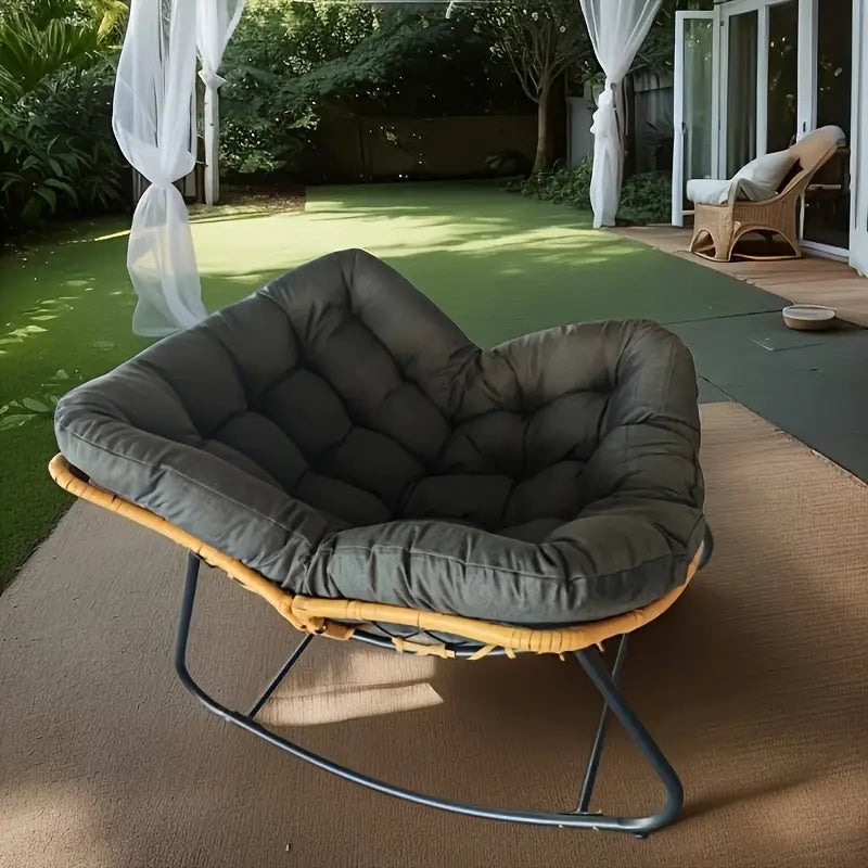 An outdoor sofa lounge chair, available in three colors. Perfect for patios, gardens, and outdoor activities during holidays. A luxurious rattan wicker rocking chair with a spacious and comfortable design, featuring thick cus House Of Avana