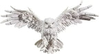 White owl sculpture decorative metal 11 inch with intricately detailed feathers and lifelike fierce expression individually hand-painted
