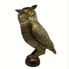 Metal Owl Couple Miniature Statue Showpiece Owl Sculpture Feng Shui Bird Figurine uses for Living Room, Garden, Office Desk Gold Color (2 Piece) (1 Box) - House Of Avana
