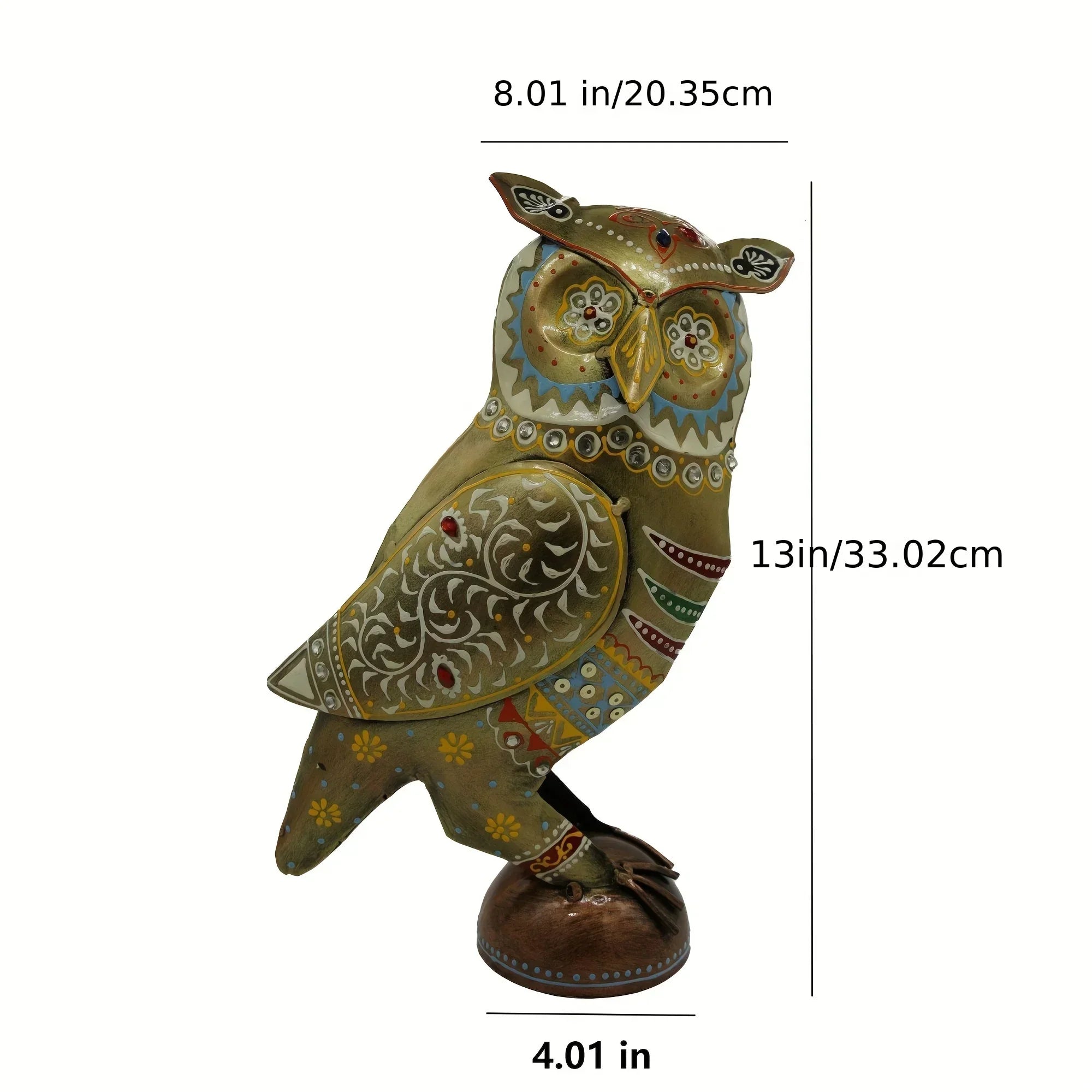Metal Owl Couple Miniature Statue Showpiece Owl Sculpture Feng Shui Bird Figurine uses for Living Room, Garden, Office Desk Gold Color (2 Piece) (1 Box) - House Of Avana