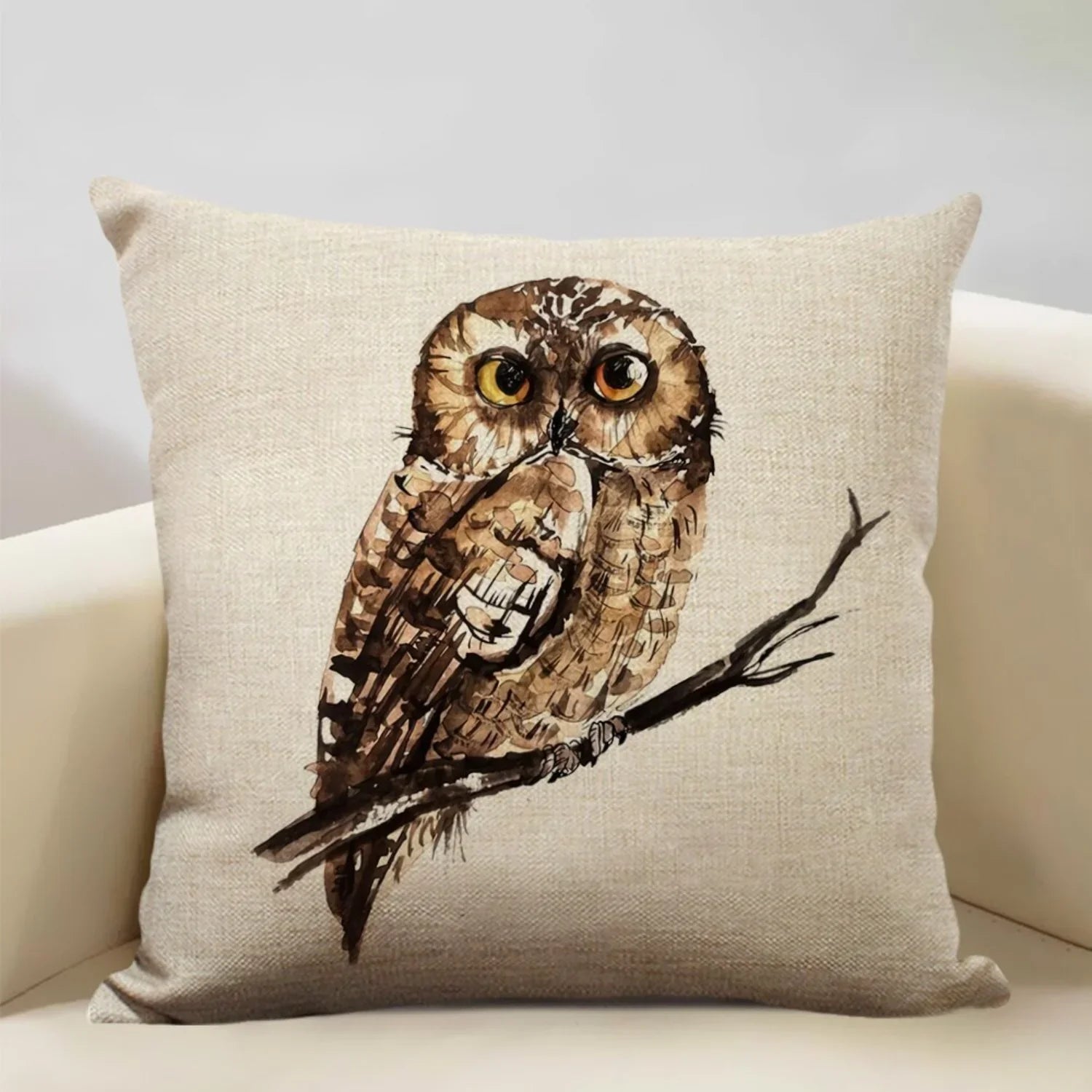 Watercolor Owl Print Cushion Cover - House Of Avana