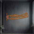 P-47d Metal Neon Aircraft Wall Art - Ncn0054, back view - House Of Avana