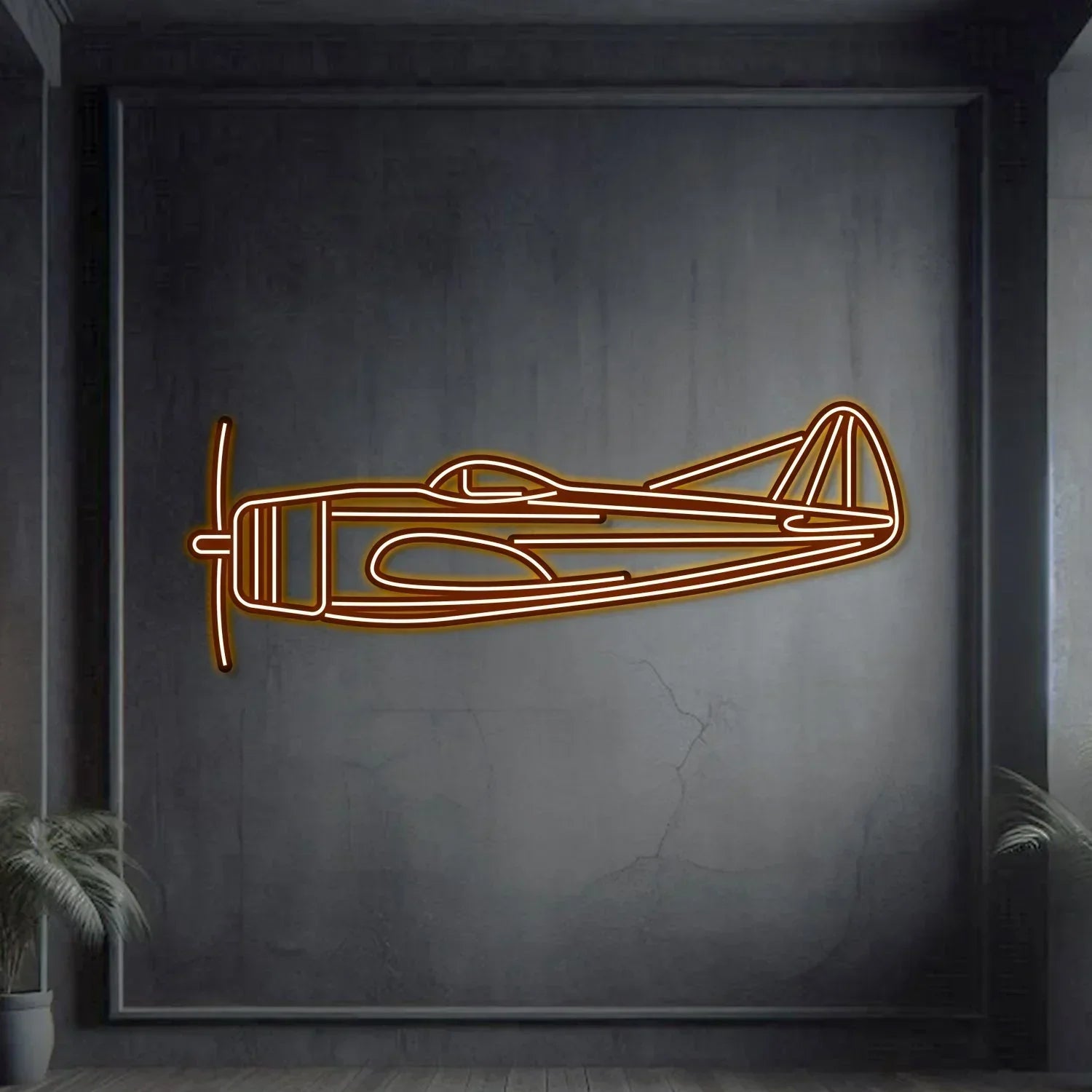 P-47d Metal Neon Aircraft Wall Art - Ncn0054, back view - House Of Avana