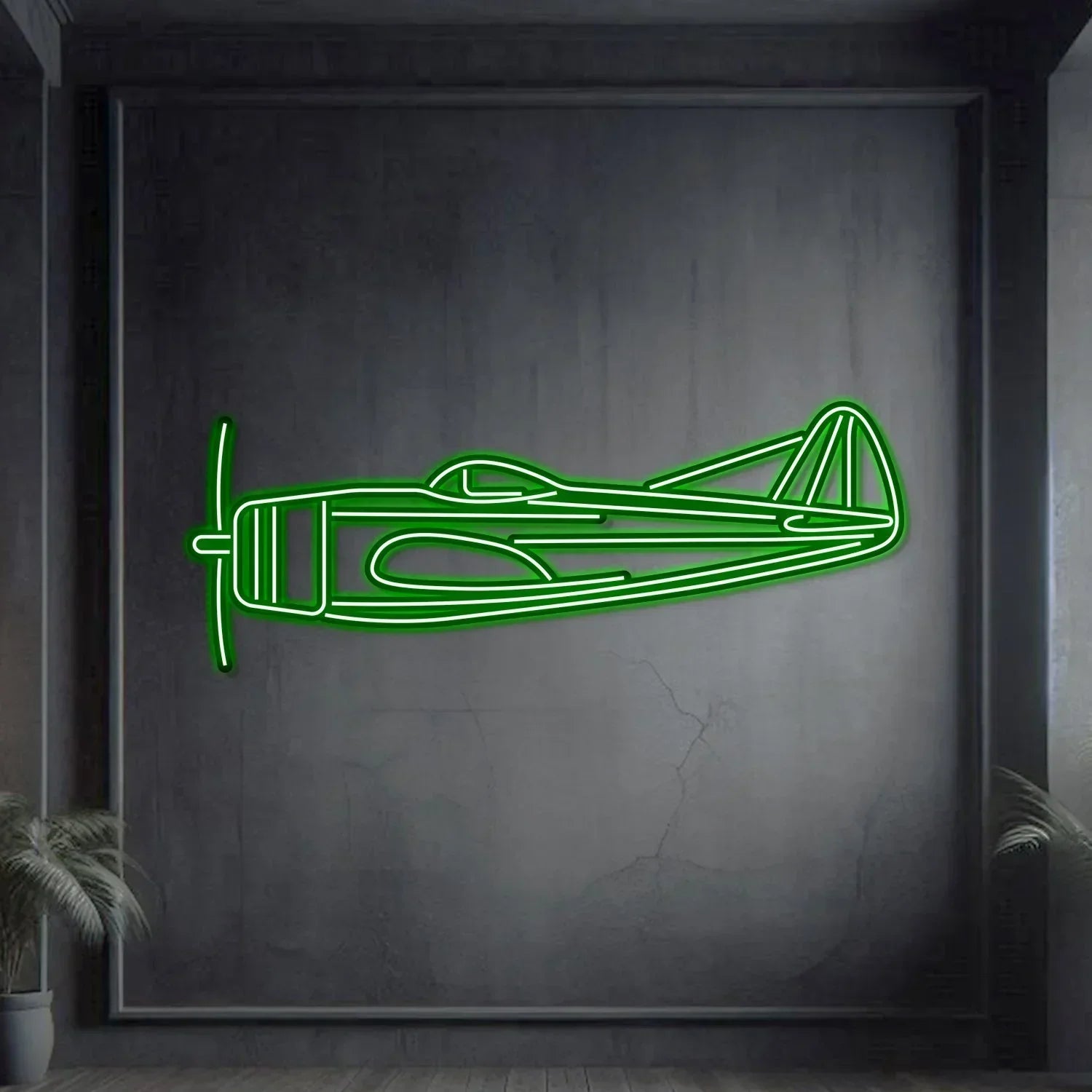 P-47d Metal Neon Aircraft Wall Art - Ncn0054, side view - House Of Avana