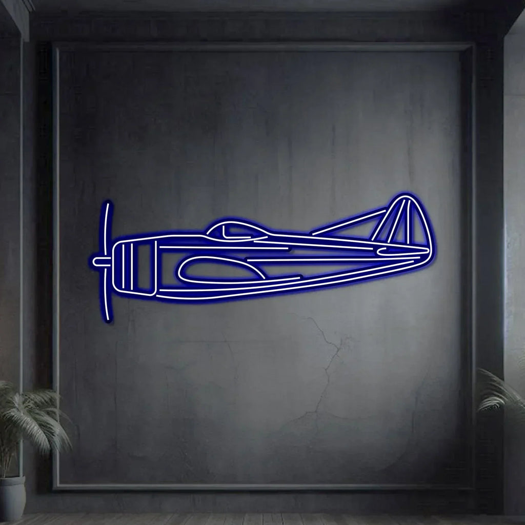 P-47d Metal Neon Aircraft Wall Art - Ncn0054, detail shot - House Of Avana